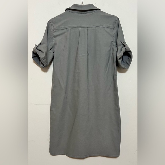 McCulley’s (Highlands, NC) roll tab sleeve collared shirt dress. Gray XS - Picture 2 of 16